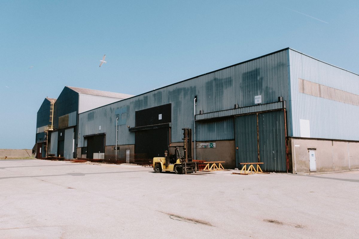 Forklift outside warehouse
